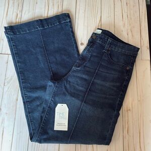 WIDE LEG SEAM DETAIL VINTAGE DARK BLUE JEANS TROUSERS 5 Pocket SZ 10 With Tag